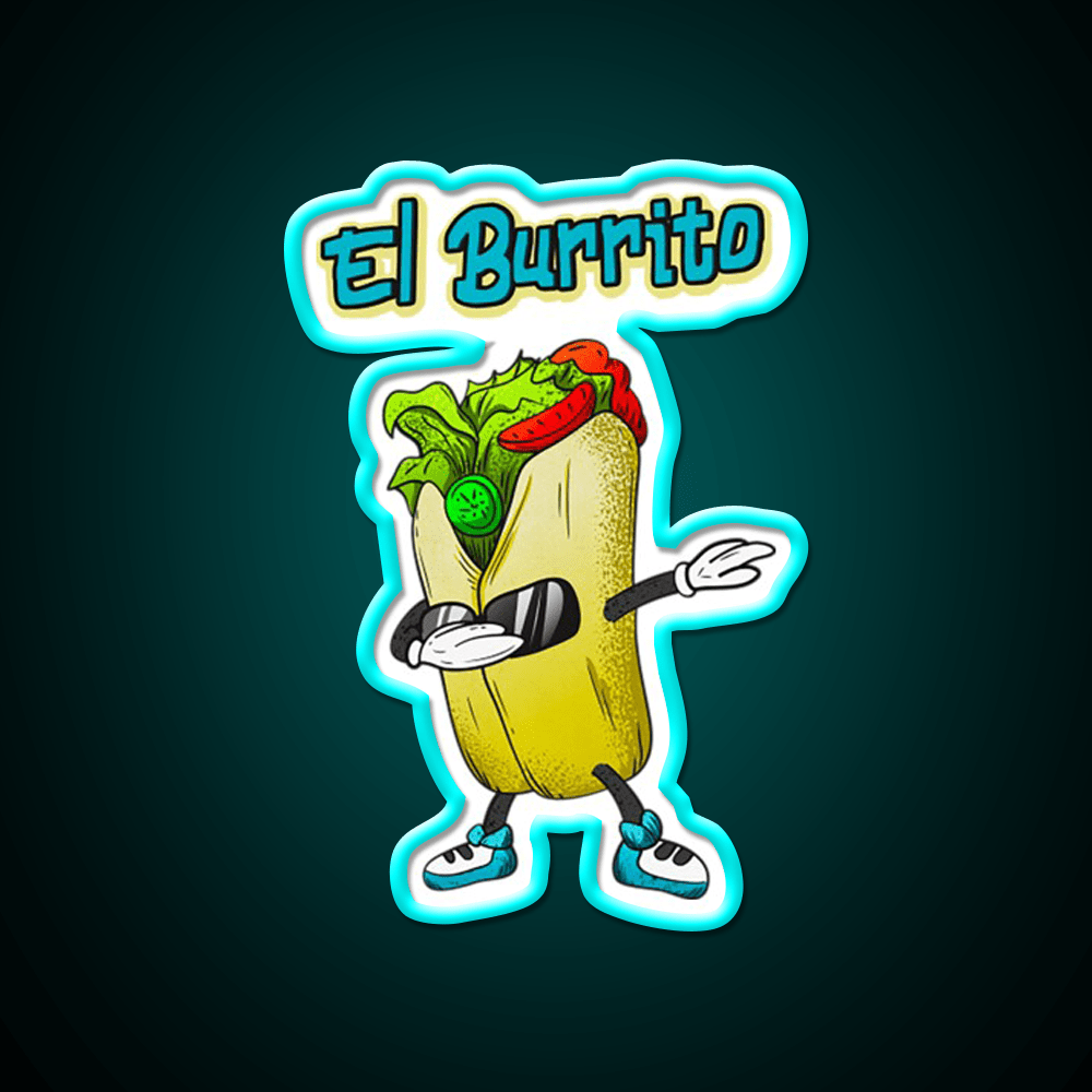 El Burrito Dabbing Funny Mexican Food Taco Led Neon Sign Rgb Color - Shineneon