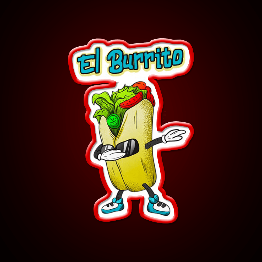 El Burrito Dabbing Funny Mexican Food Taco Led Neon Sign Rgb Color - Shineneon