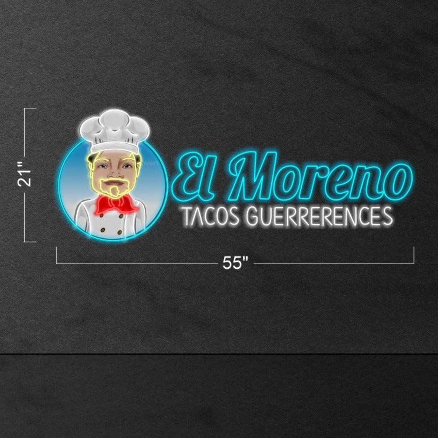 El Moreno Tacos Guererence Chef Multicolor Led Neon Sign For Restaurants | Shineneon