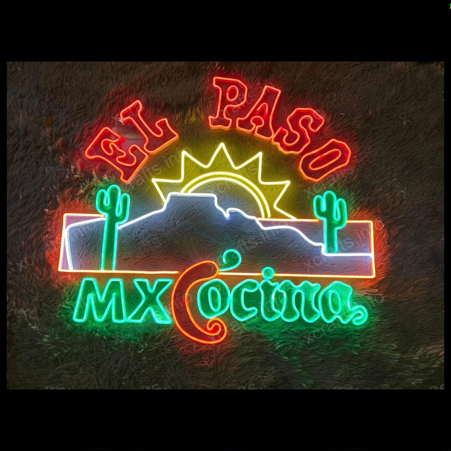 El Paso Mx Cocina Mexican-Themed Led Neon Sign For Restaurant Bar Decor | Shineneon