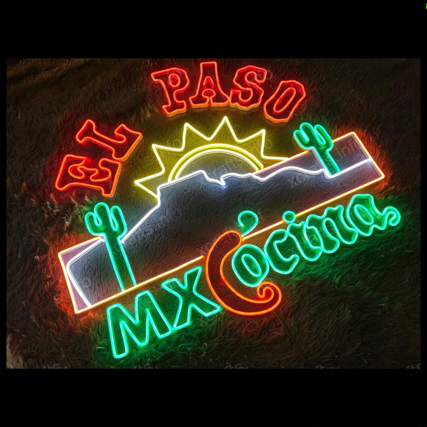 El Paso Mx Cocina Mexican-Themed Led Neon Sign For Restaurant Bar Decor | Shineneon