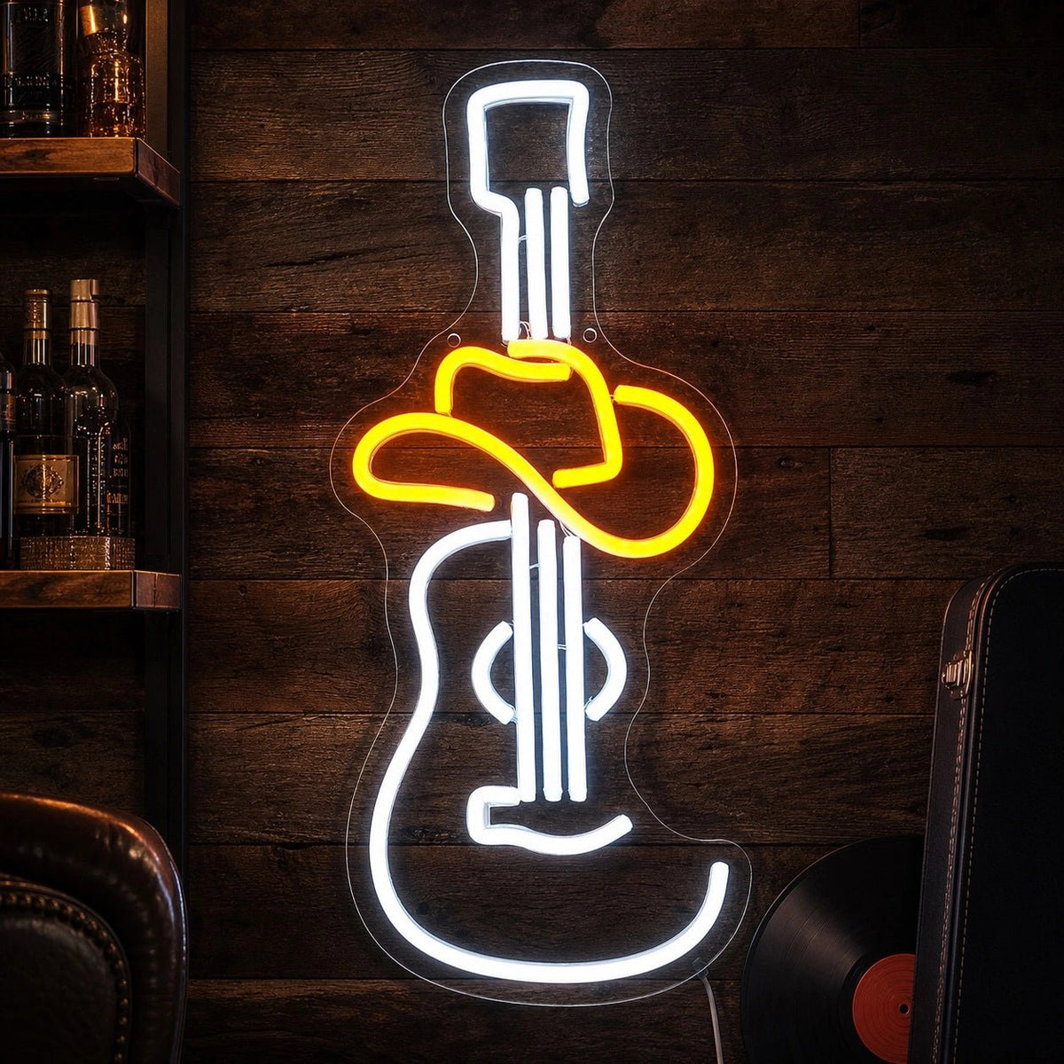 Electric Guitar And Cowboy Hat LED Neon Sign - Shineneon