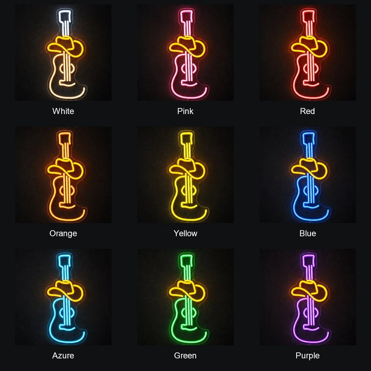 Electric Guitar And Cowboy Hat LED Neon Sign - Shineneon