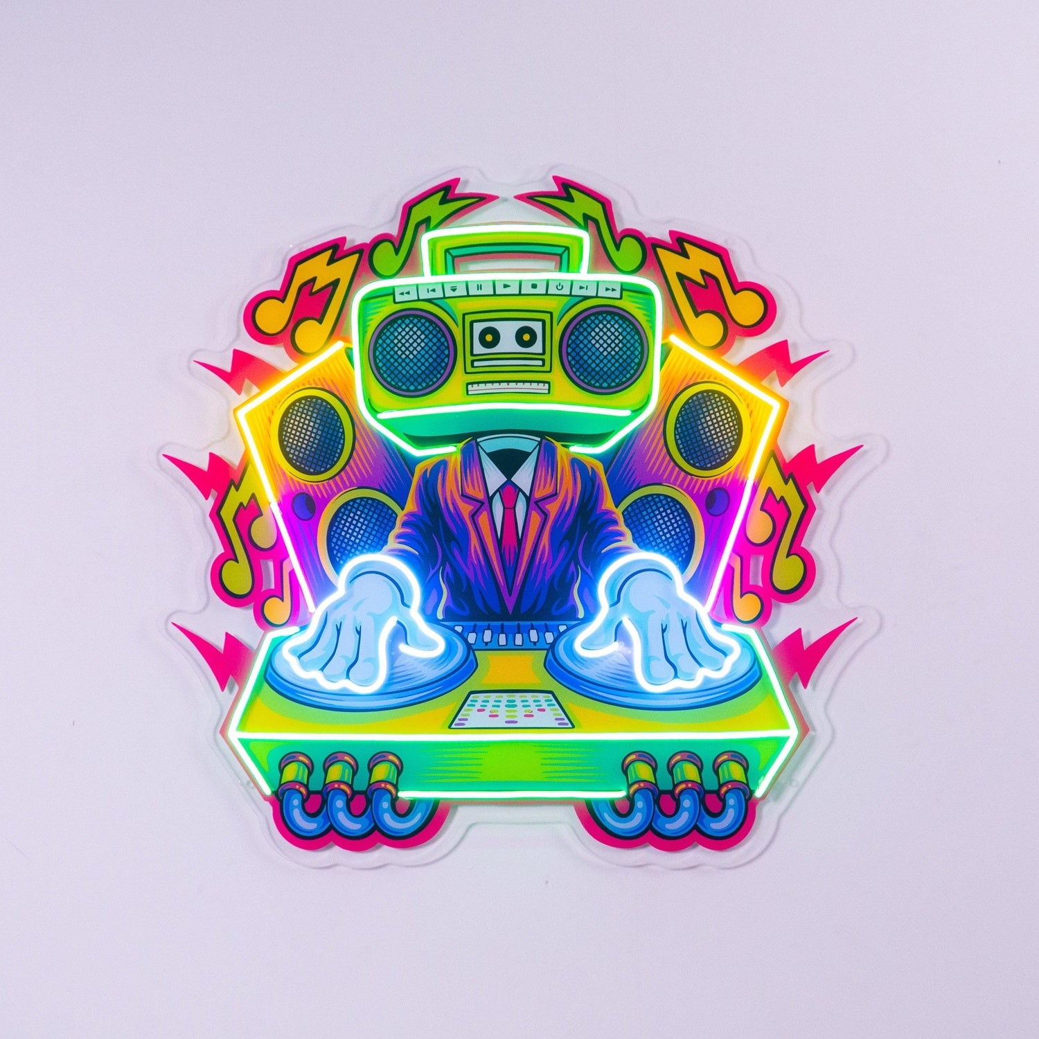 Electro Dj Radio Head Music Lightning Uv Printed Led Neon Sign For Club Studio Decor | Shineneon