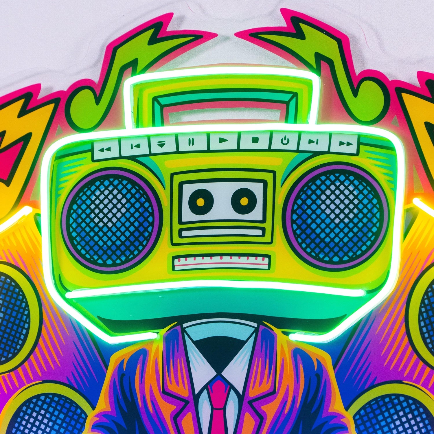 Electro Dj Radio Head Music Lightning Uv Printed Led Neon Sign For Club Studio Decor | Shineneon