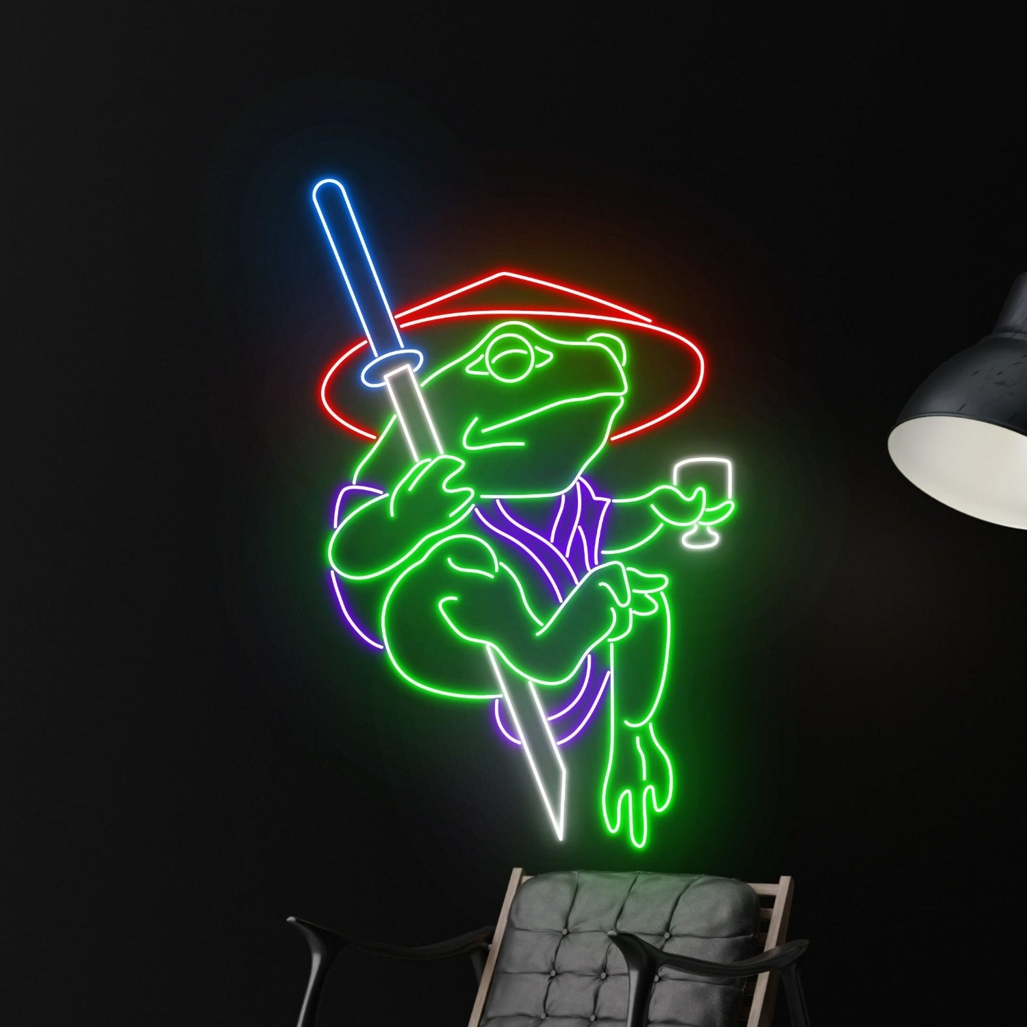 Elegance Frog Holding Sword Led Neon Sign For Home Decor | Shineneon