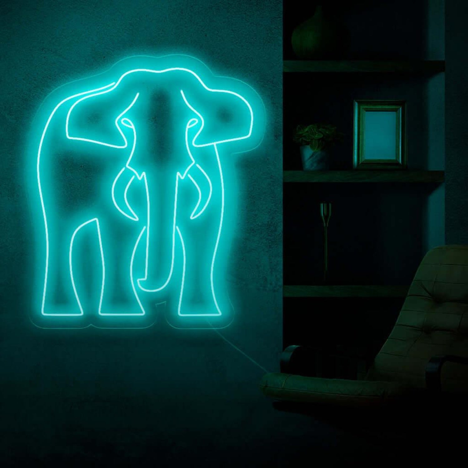 Elephant Design Turquoise Blue Led Neon Sign For Modern Home Decor | Shineneon