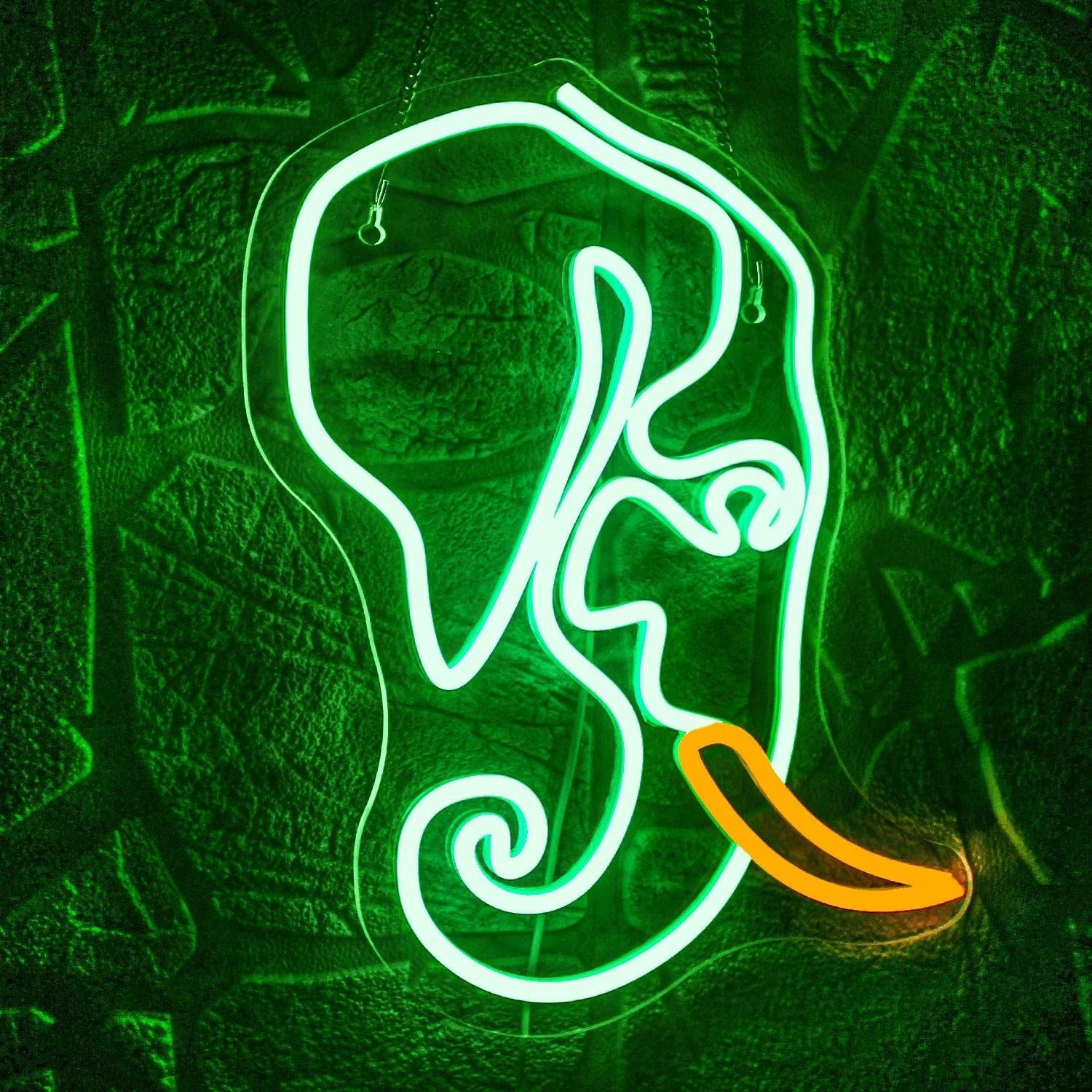 Elephant Head Green Orange Led Neon Sign For Home Cafe Bar Wall Art | Shineneon