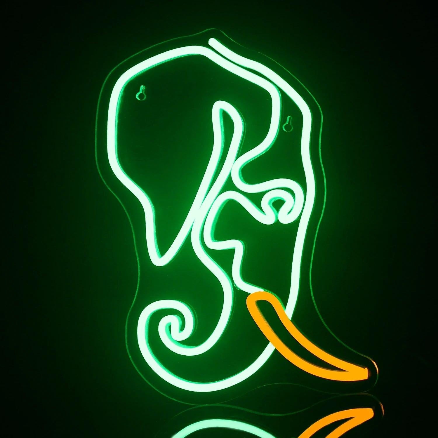 Elephant Head Green Orange Led Neon Sign For Home Cafe Bar Wall Art | Shineneon