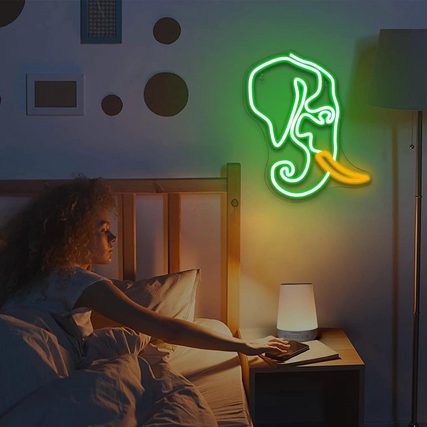Elephant Head Green Orange Led Neon Sign For Home Cafe Bar Wall Art | Shineneon