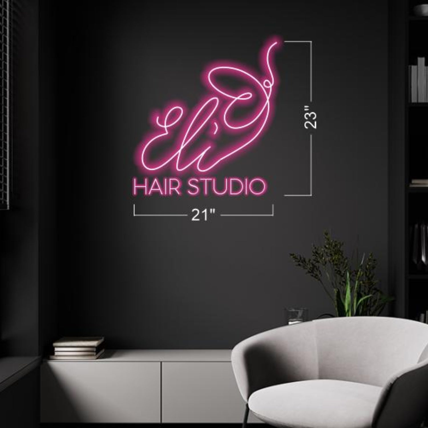 Eli Hair Studio Pink Led Neon Sign Indoor Salon Decor | Shineneon