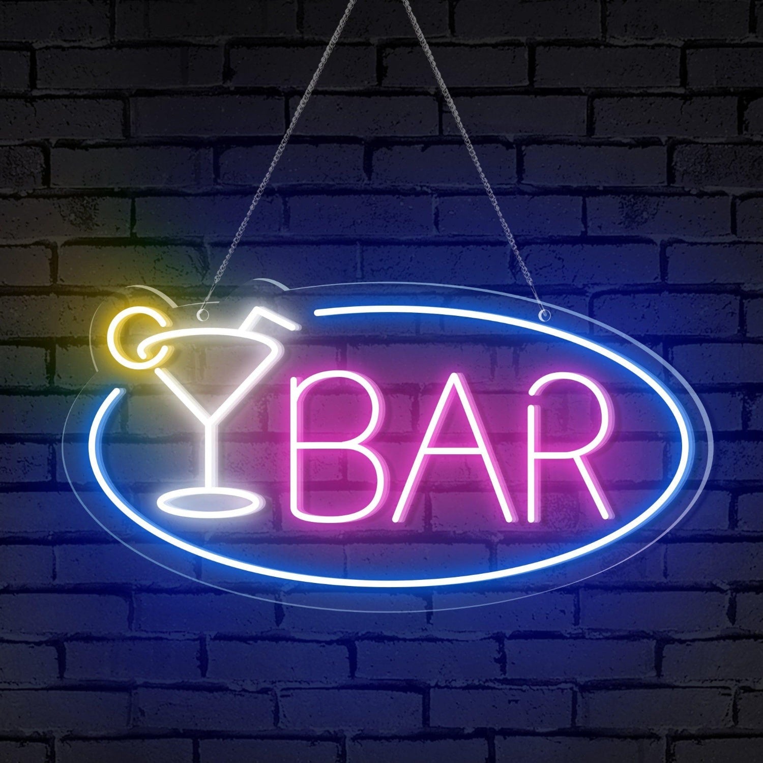 Ellipse Frame Cocktail Glass Pink Bar Led Neon Sign For Bar Decor | Shineneon