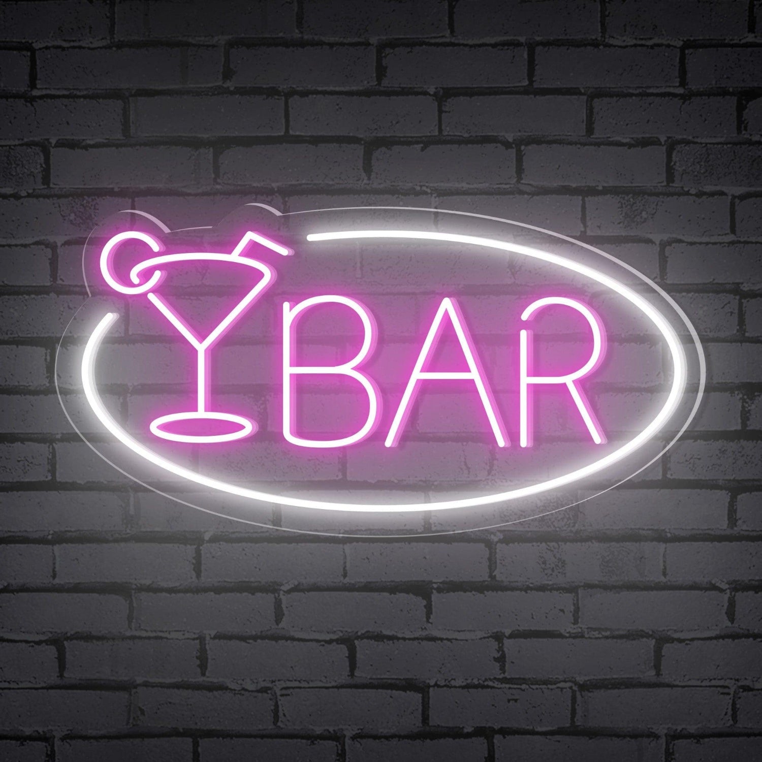 Ellipse Frame Cocktail Glass Pink Bar Led Neon Sign For Bar Decor | Shineneon