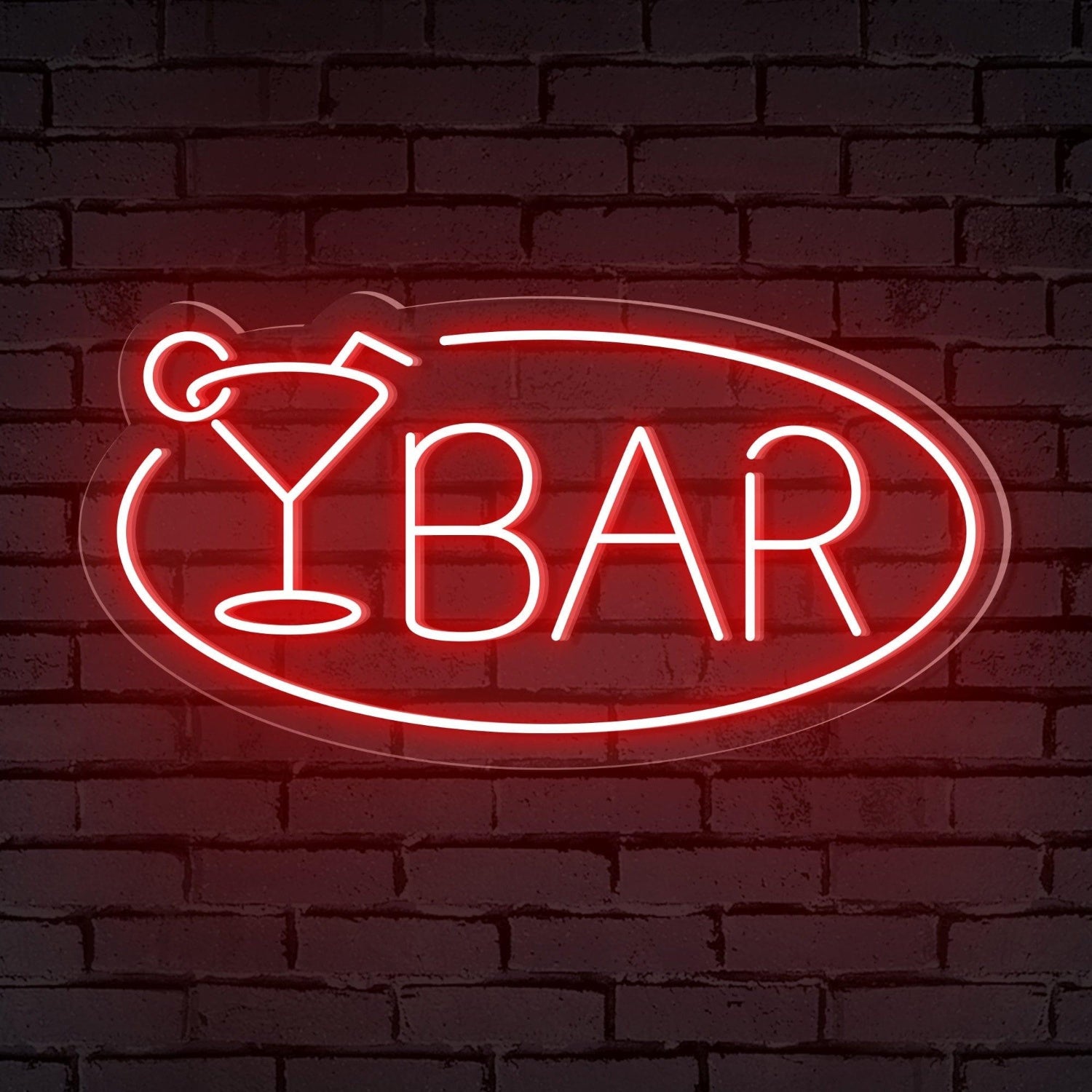 Ellipse Frame Cocktail Glass Pink Bar Led Neon Sign For Bar Decor | Shineneon
