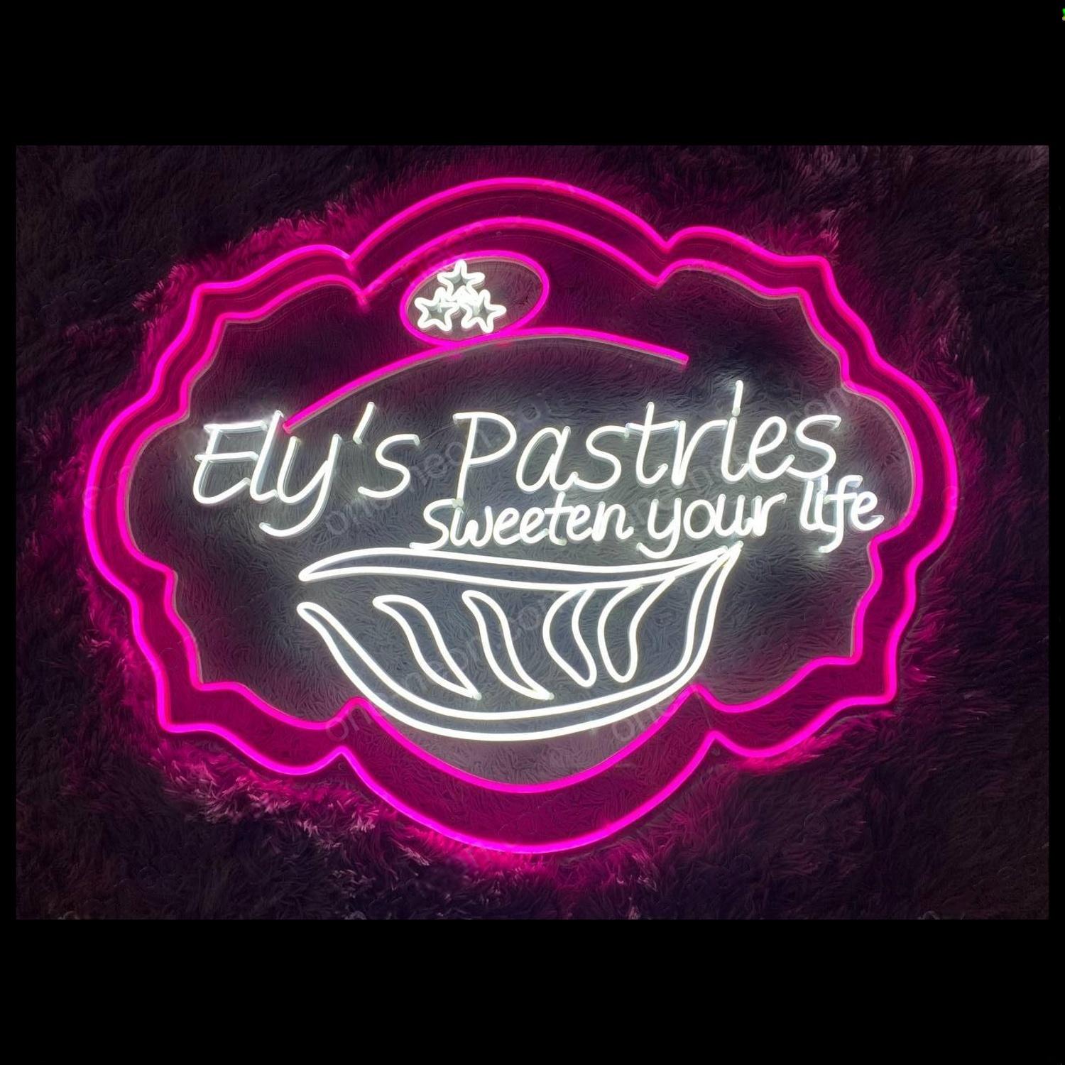 Elys Pastries Pink And White Sweeten Life Led Neon Sign For Bakery Cafe | Shineneon