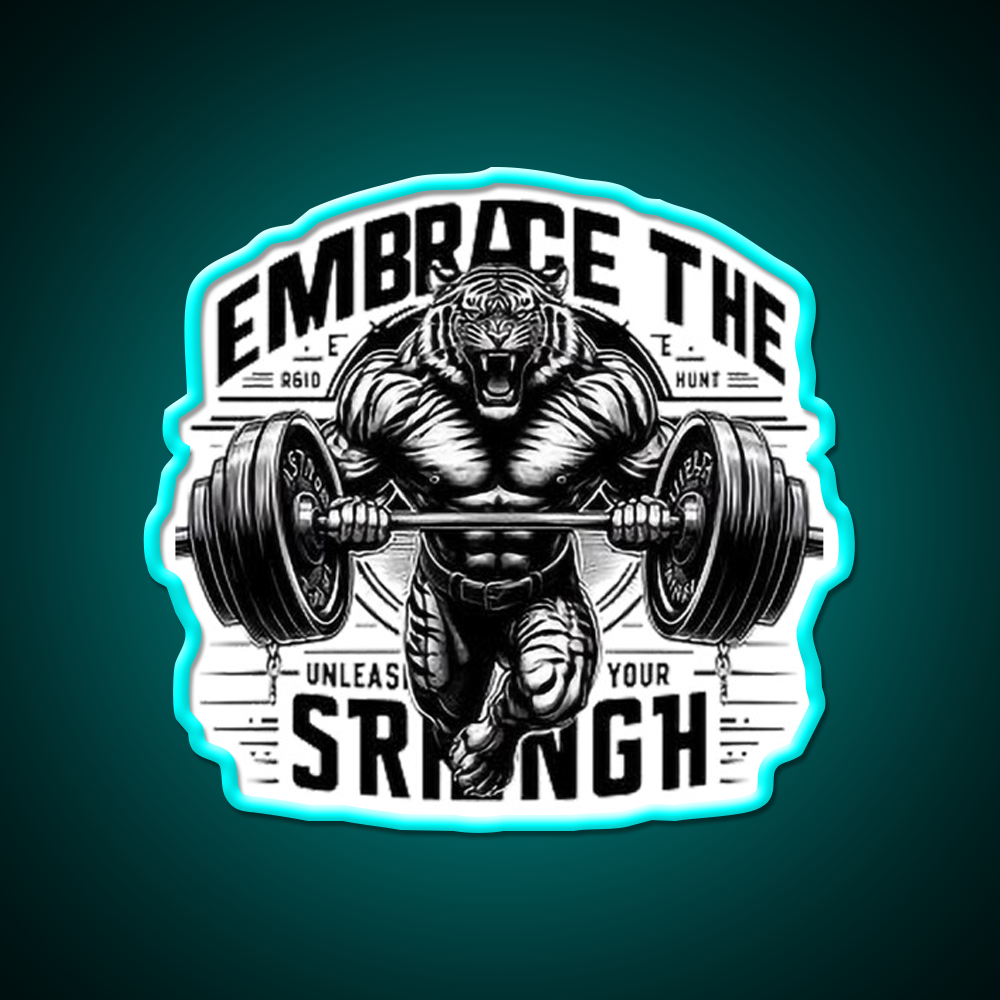 Embrace The Strength Gym Fitness Led Neon Sign Rgb Color - Size and dimension reference