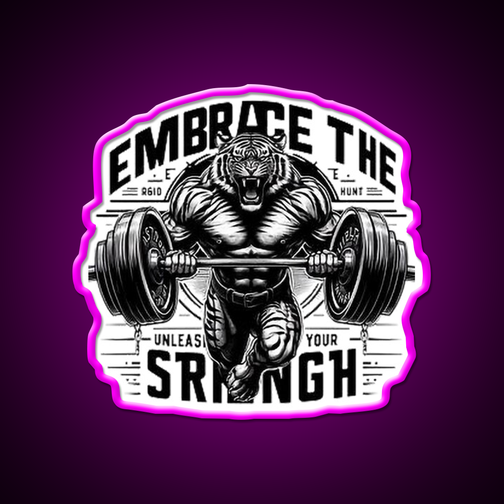 Embrace The Strength Gym Fitness Led Neon Sign Rgb Color