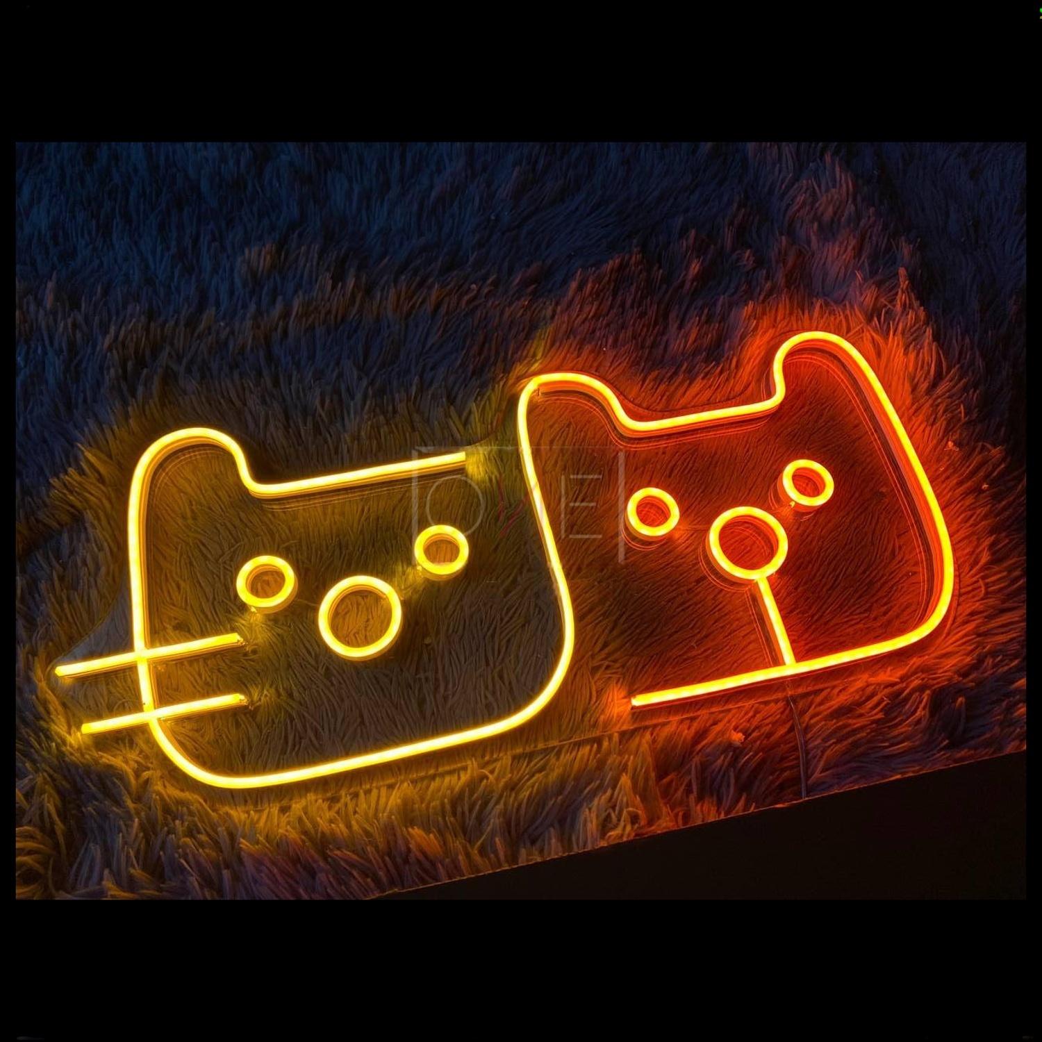 Emoji Cat Dual-Tone Led Neon Sign For Indoor Home Decor | Shineneon