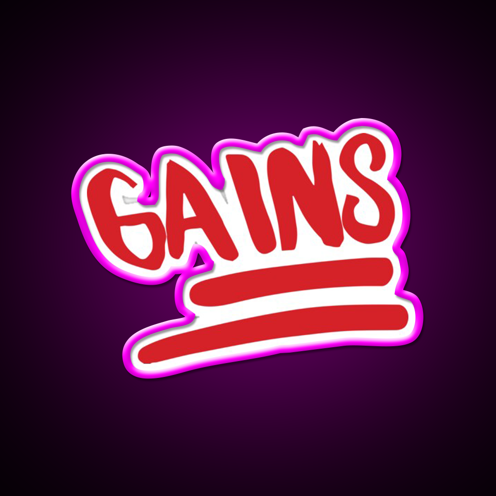 Emoji Gains Gym Fitness Led Neon Sign Rgb Color - Neon sign mounted on wall in room