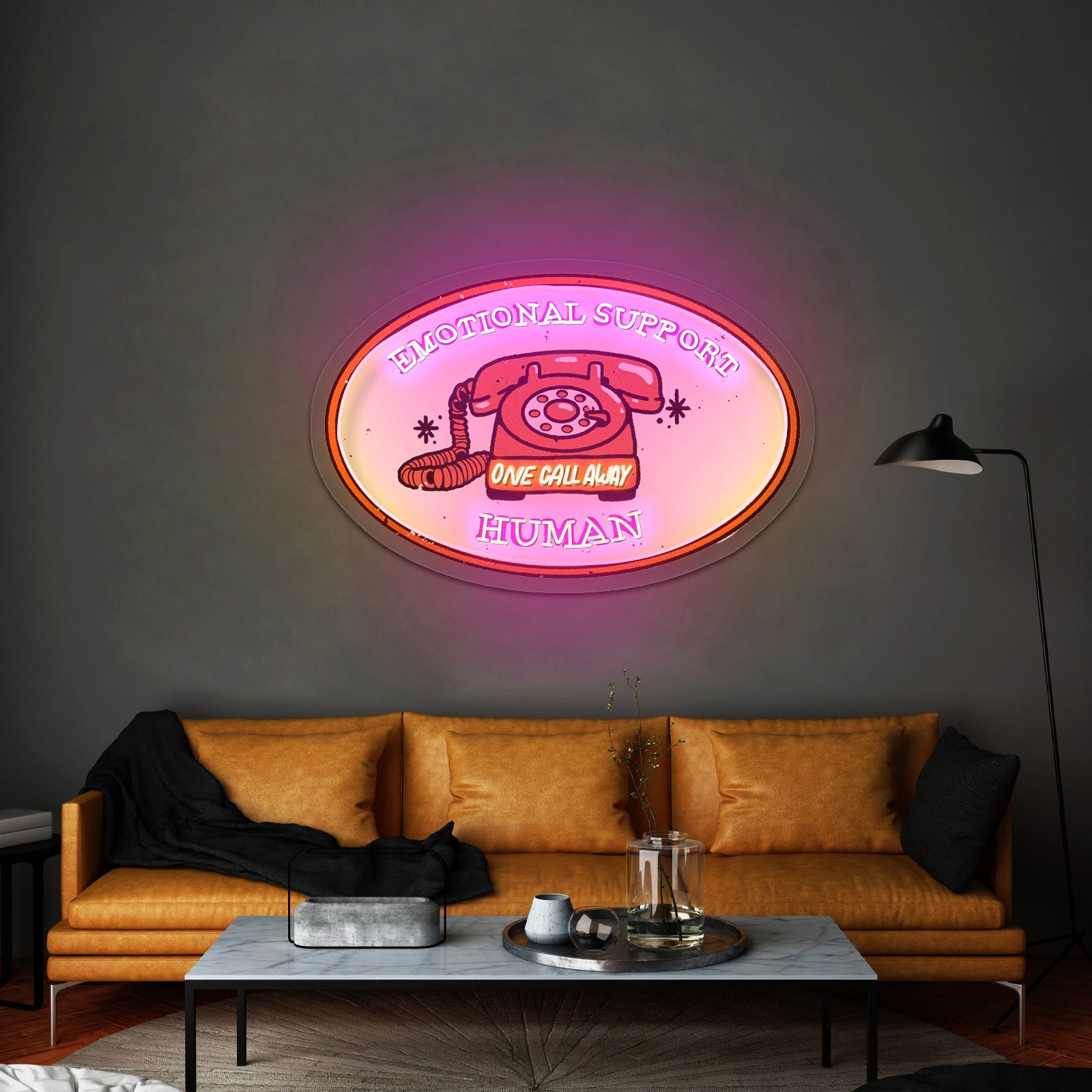 Emotional Support Human Phone Led Signs For Business - Shineneon