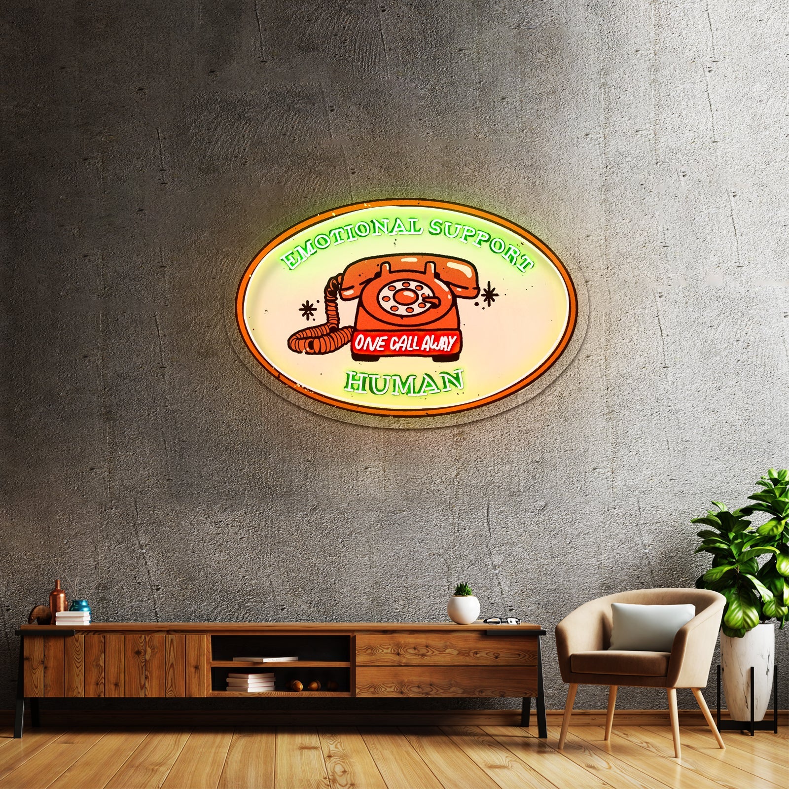 Emotional Support Human Phone Led Signs For Business - Shineneon