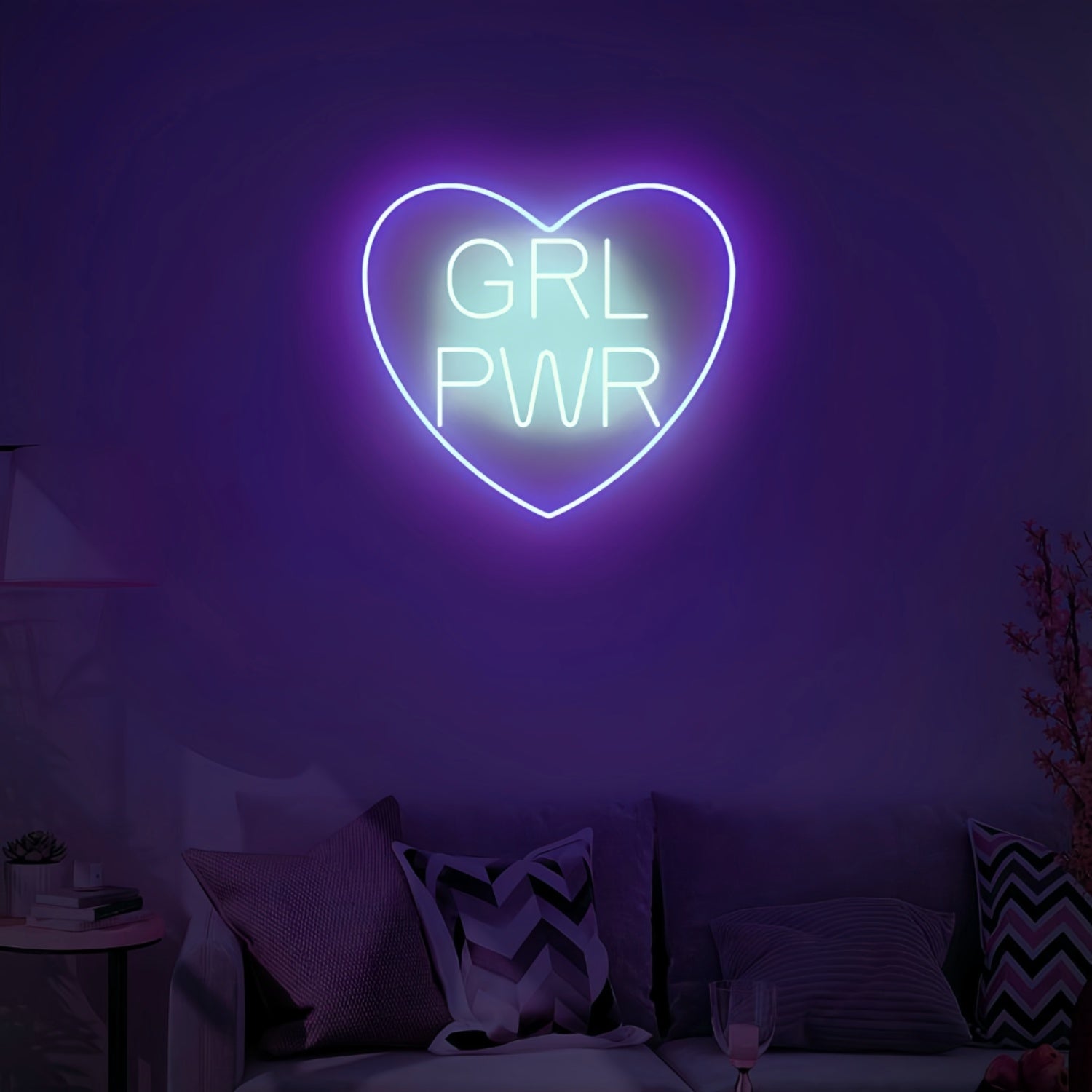 Empowerment Glows Grl Power With Heart Neon Art Sign | Shineneon