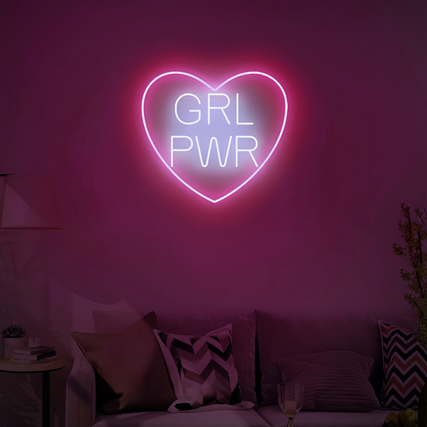 Empowerment Glows Grl Power With Heart Neon Art Sign | Shineneon