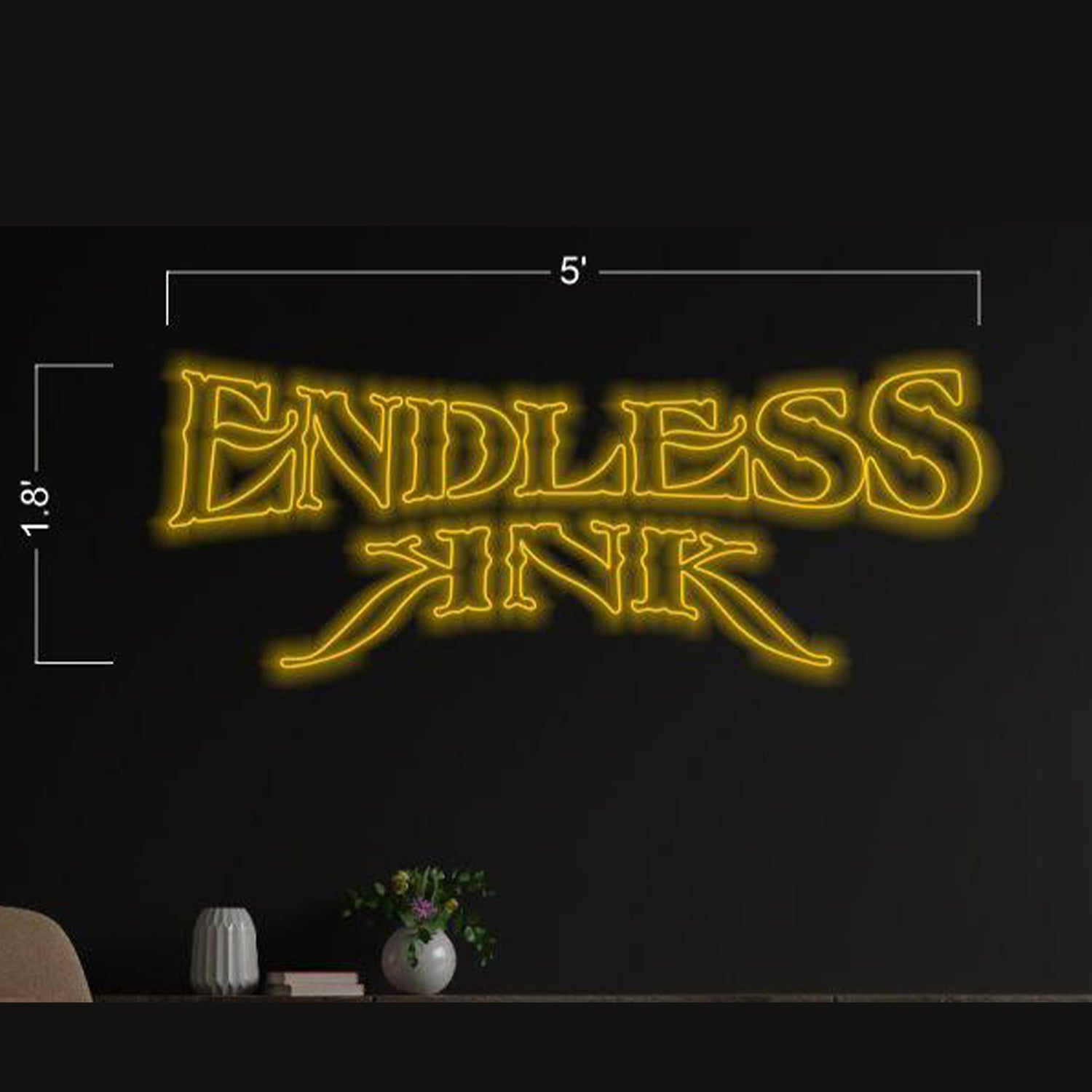 Endless Ink Yellow Led Neon Sign For Tattoo Studio Wall Decor | Shineneon