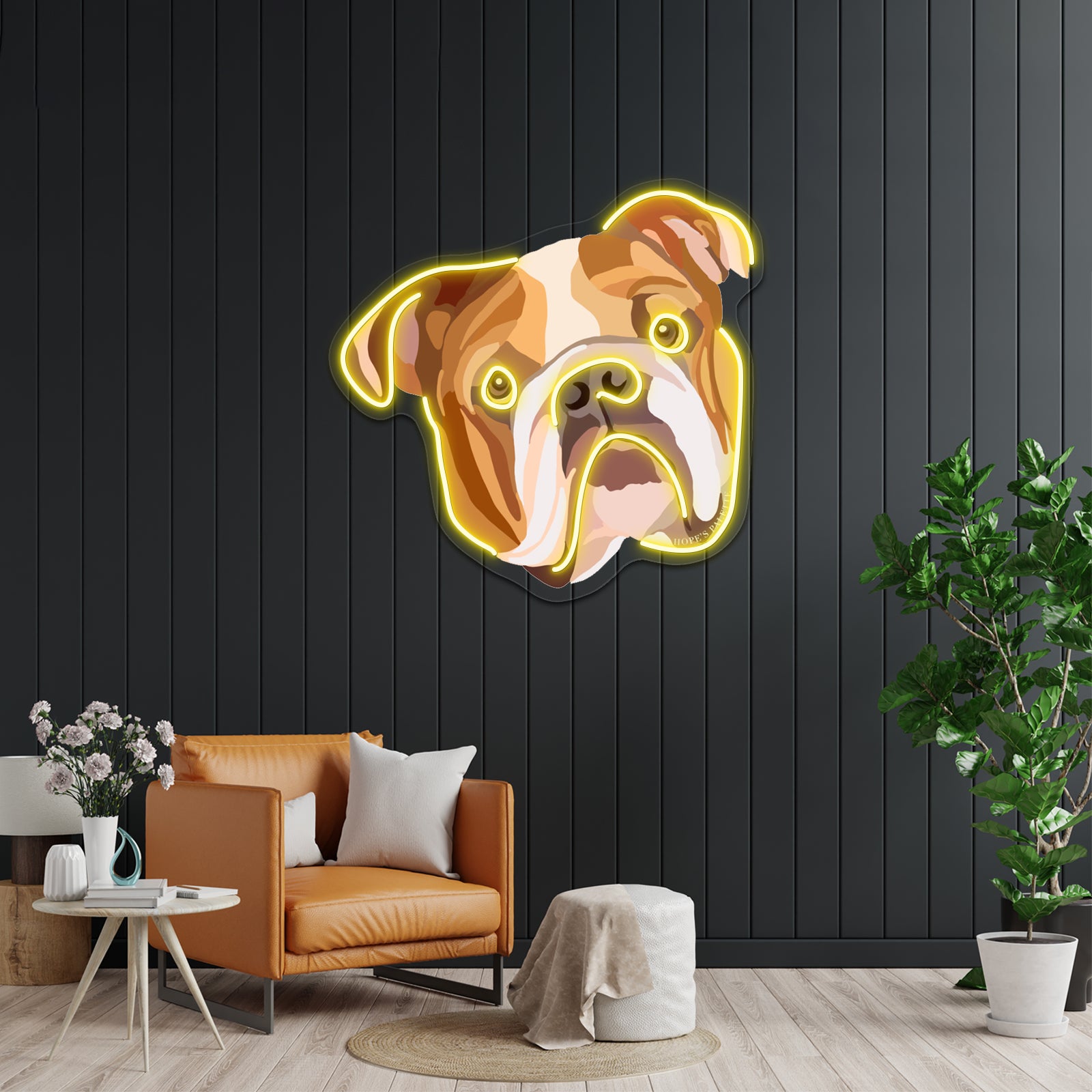 English Bulldog Illustration Artwork Custom Neon Led Sign
