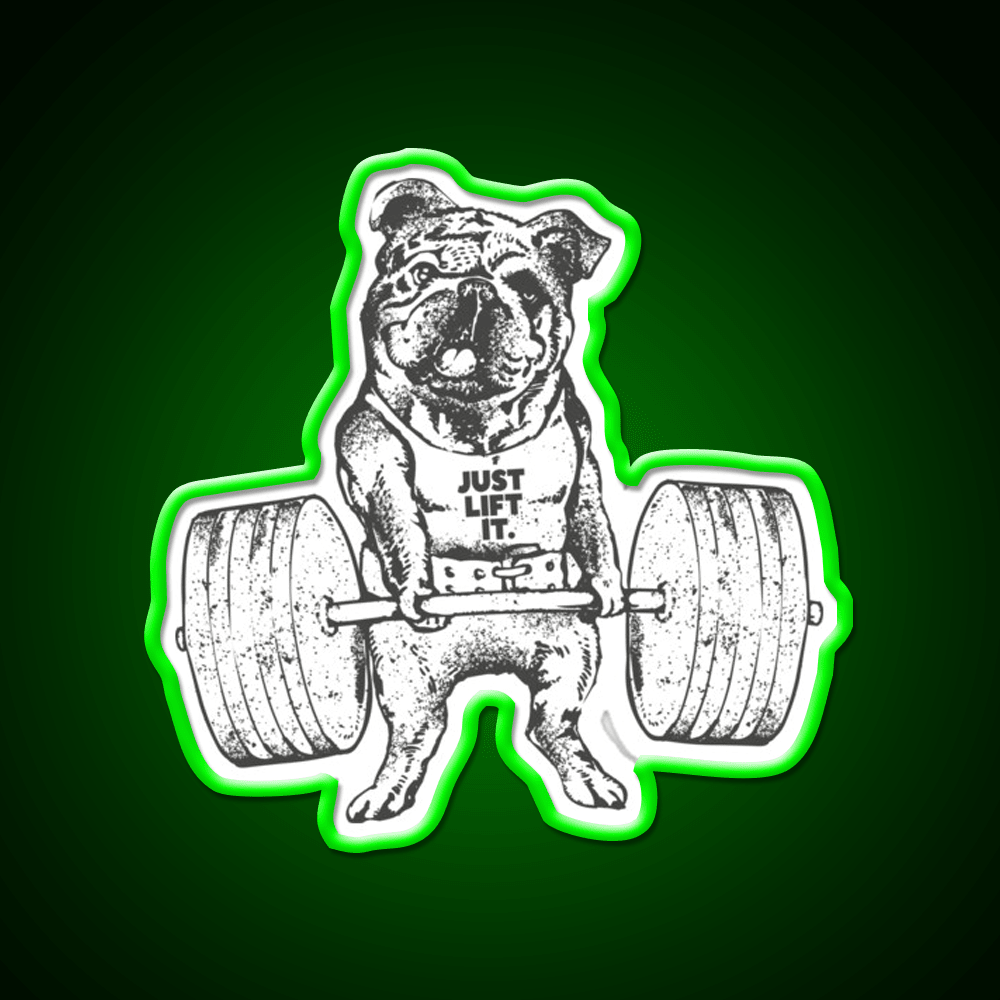 English Bulldog Lift Gym Fitness Led Neon Sign Rgb Color - Shineneon