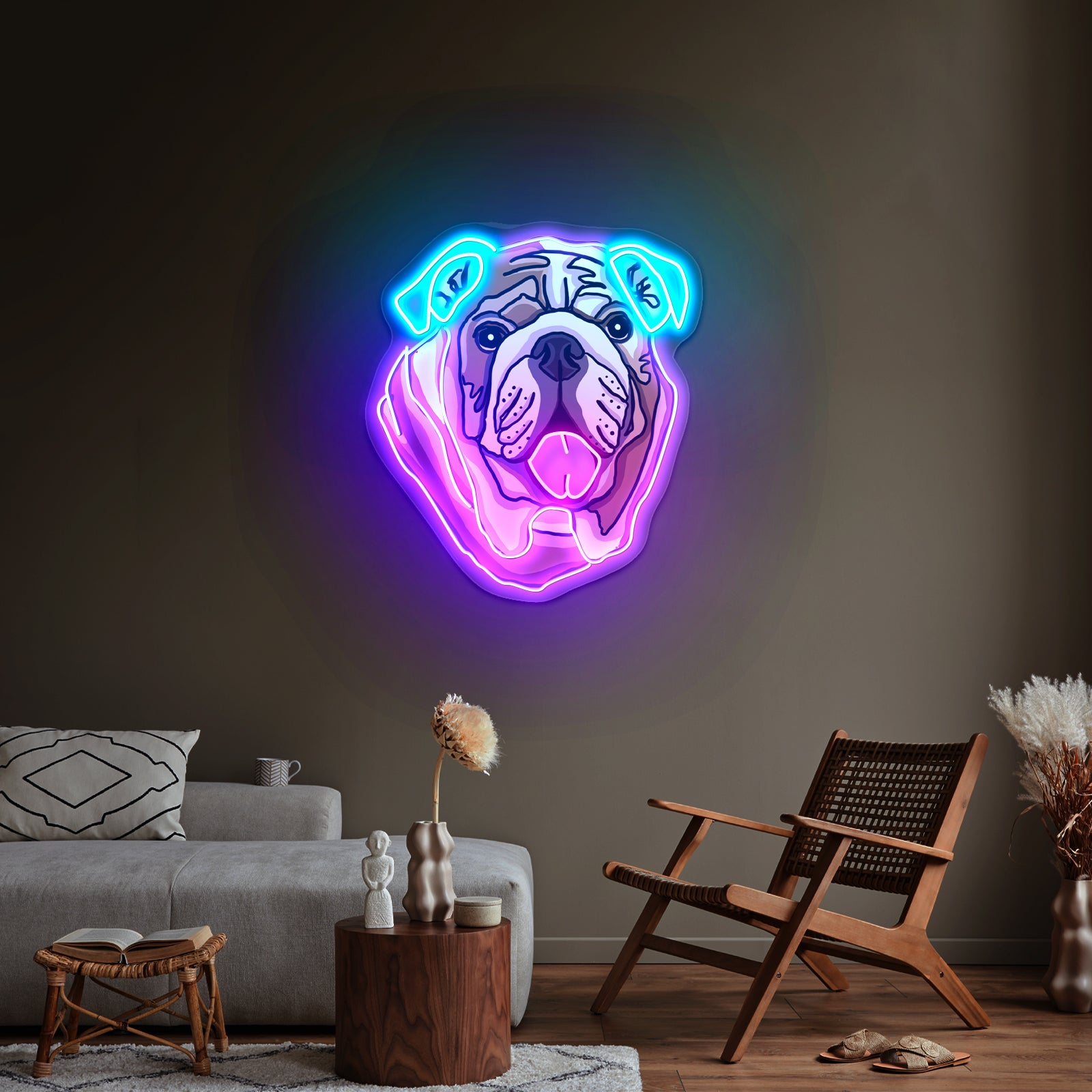 English Bulldog Neon Signs Aesthetic For Wall