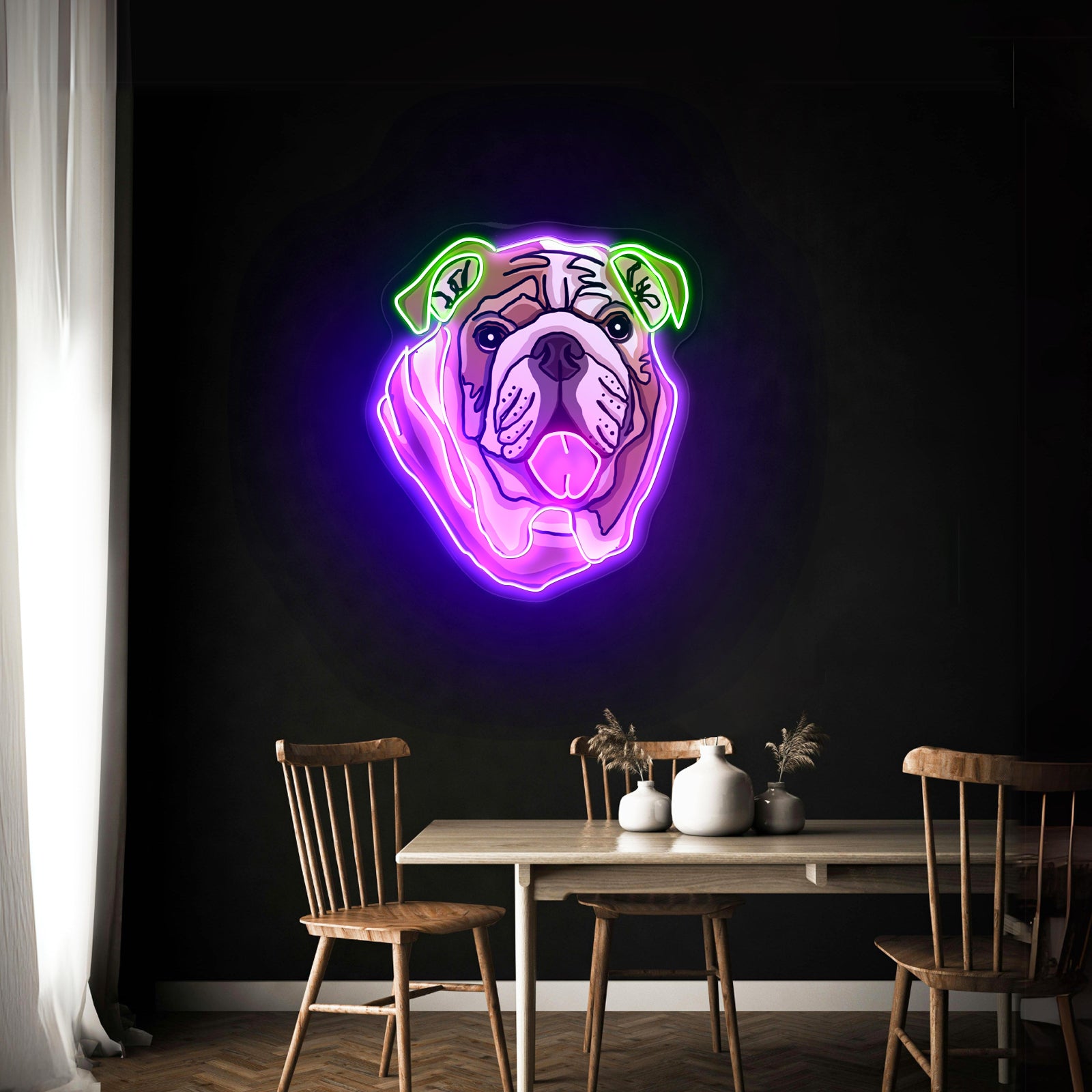 English Bulldog Neon Signs Aesthetic For Wall