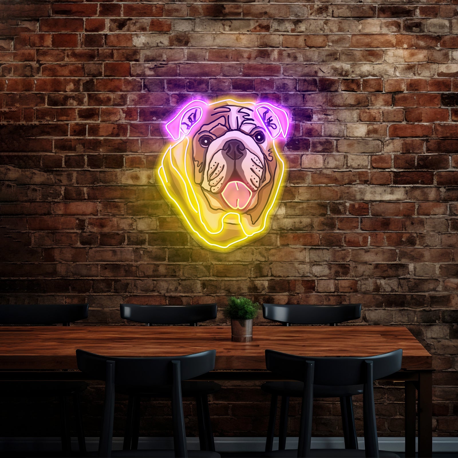 English Bulldog Neon Signs Aesthetic For Wall