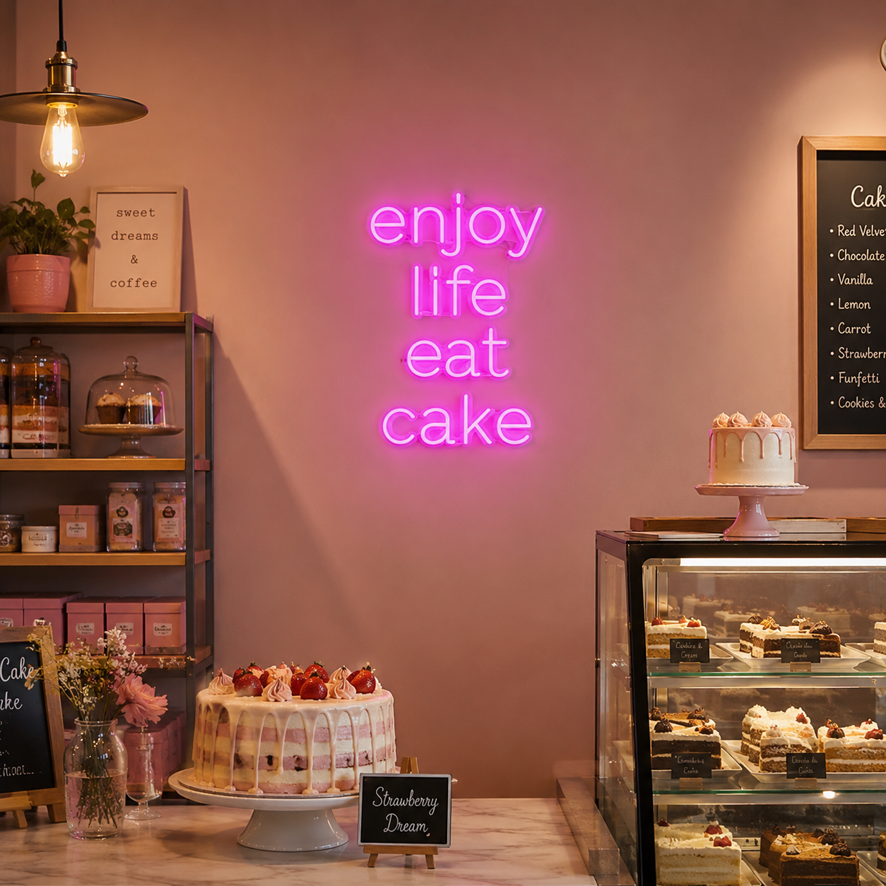 Enjoy Life Eat Cake LED Neon Sign Wall Neon Sign - 02 High-Converting Product Image