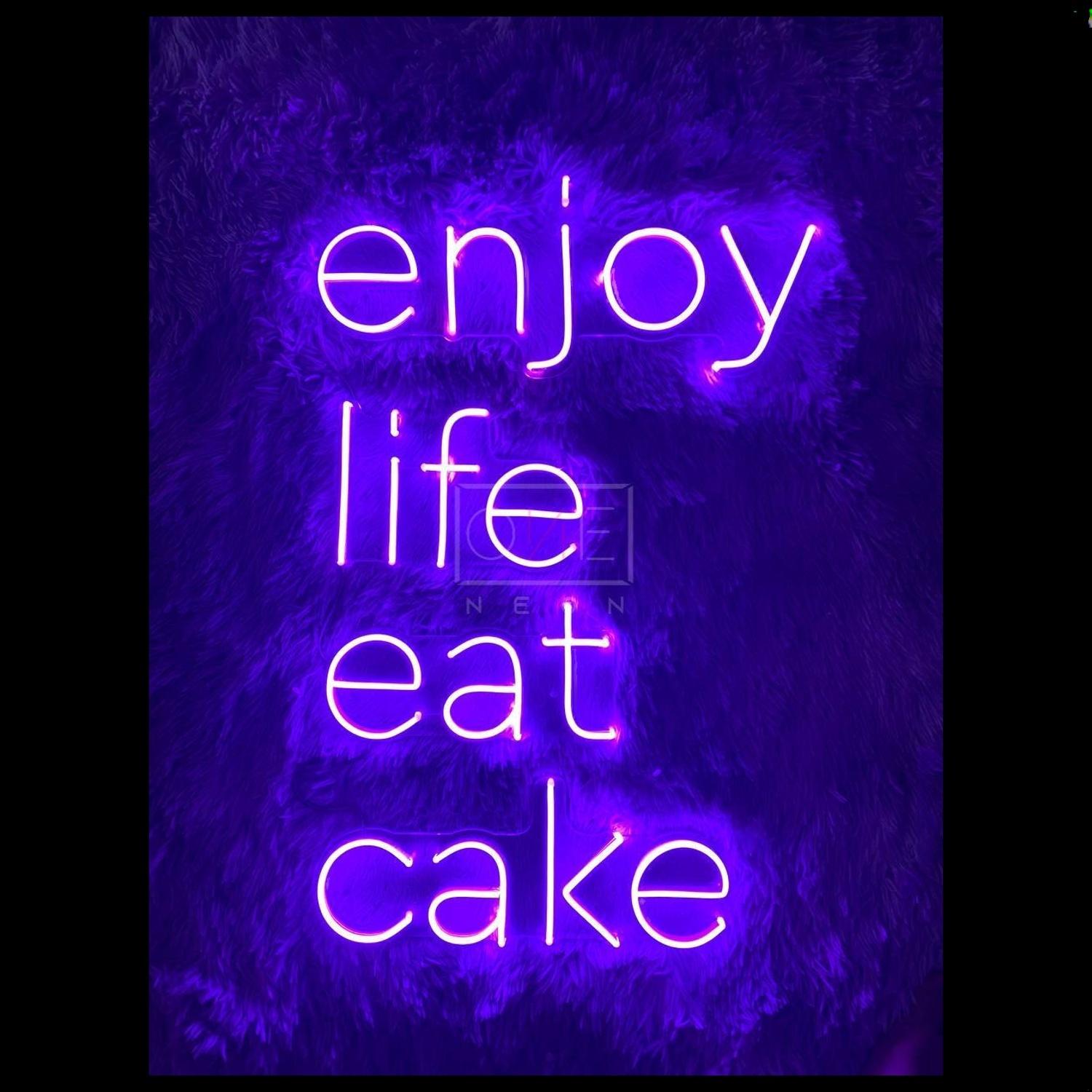 Enjoy Life Eat Cake Purple Led Neon Sign For Home Cafe Decor | Shineneon