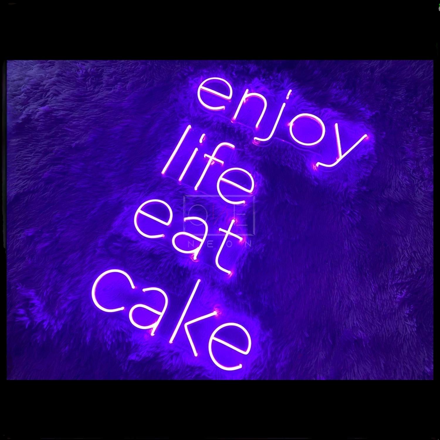 Enjoy Life Eat Cake Purple Led Neon Sign For Home Cafe Decor | Shineneon
