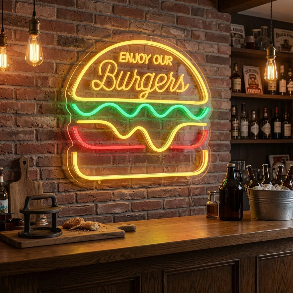Enjoy Our Burgers Wall Decor LED Neon Sign - 02 High-Converting Product Image