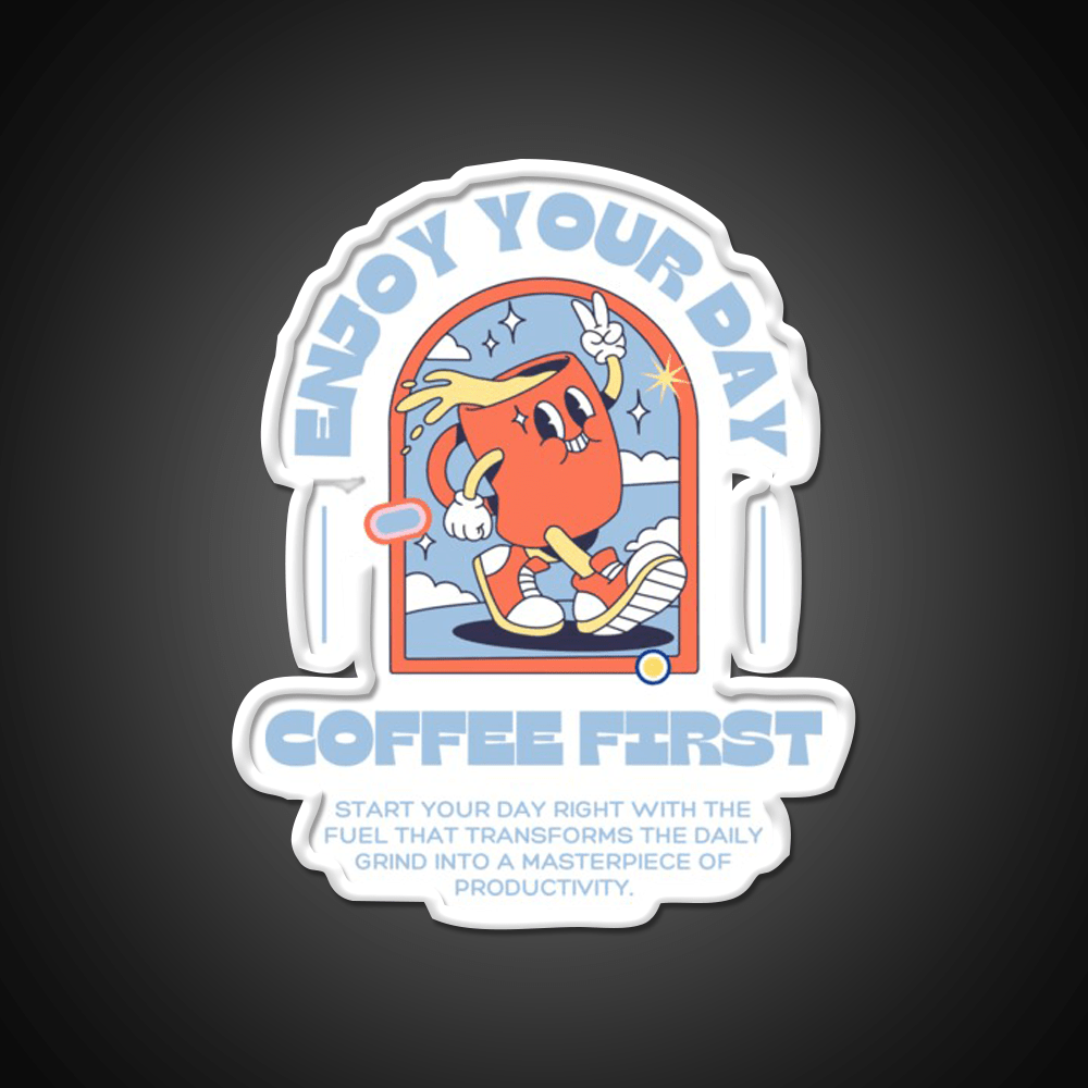 Enjoy Your Day Coffee First Cafe Led Neon Sign Espresso Bar Art Rgb Color - Shineneon