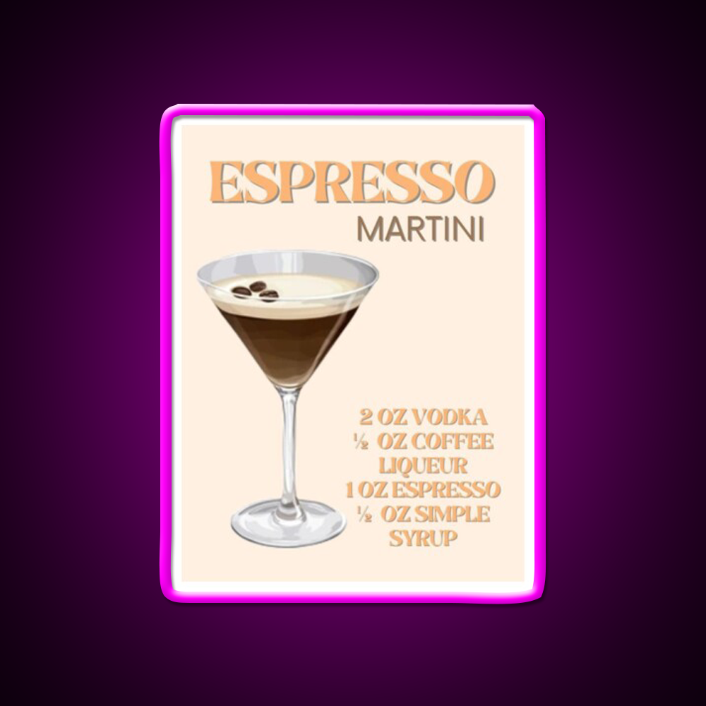 Espresso Martini Cocktail Bar Decor Led Neon Sign For Cocktail Lovers Rgb Color - Neon sign mounted on wall in room