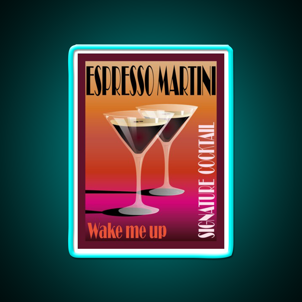 Espresso Martini Cocktail Illustration Cocktail Bar Decor Led Neon Sign Rgb Color - Size and dimension reference
