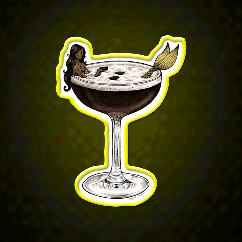 Espresso Martini Cocktail Mermaid Cocktail Bar Decor Led Neon Sign Rgb Color - Custom LED neon sign front view