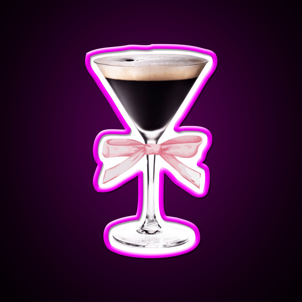 Espresso Martini With Pink Bow Cocktail Bar Decor Led Neon Sign Rgb Color - Shineneon