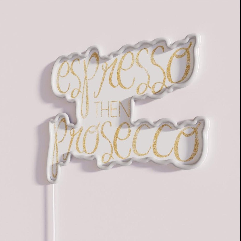Espresso Then Prosecco Gold Rgb Led Neon Sign - Shineneon