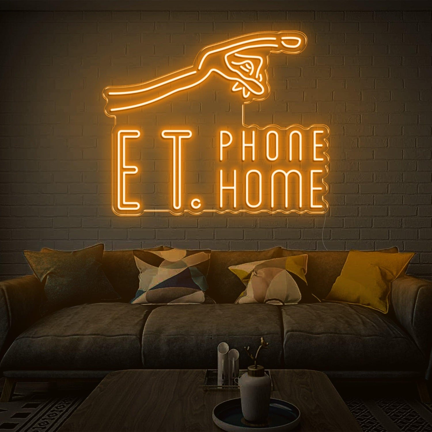 Et Phone Home Warm Yellow Led Neon Sign For Living Room Decor | Shineneon