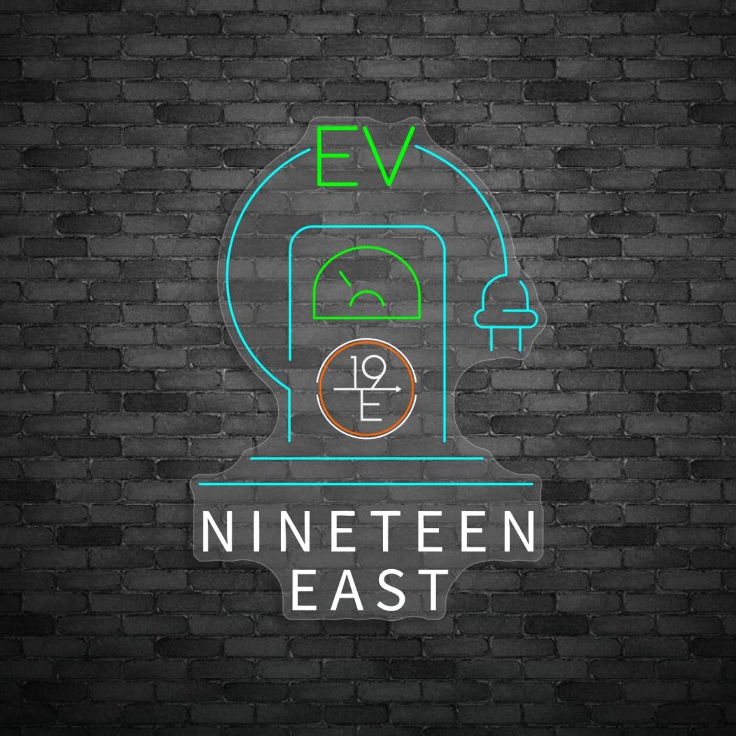 Ev Nineteen East Multicolor Led Neon Sign For Electric Vehicle Showrooms | Shineneon