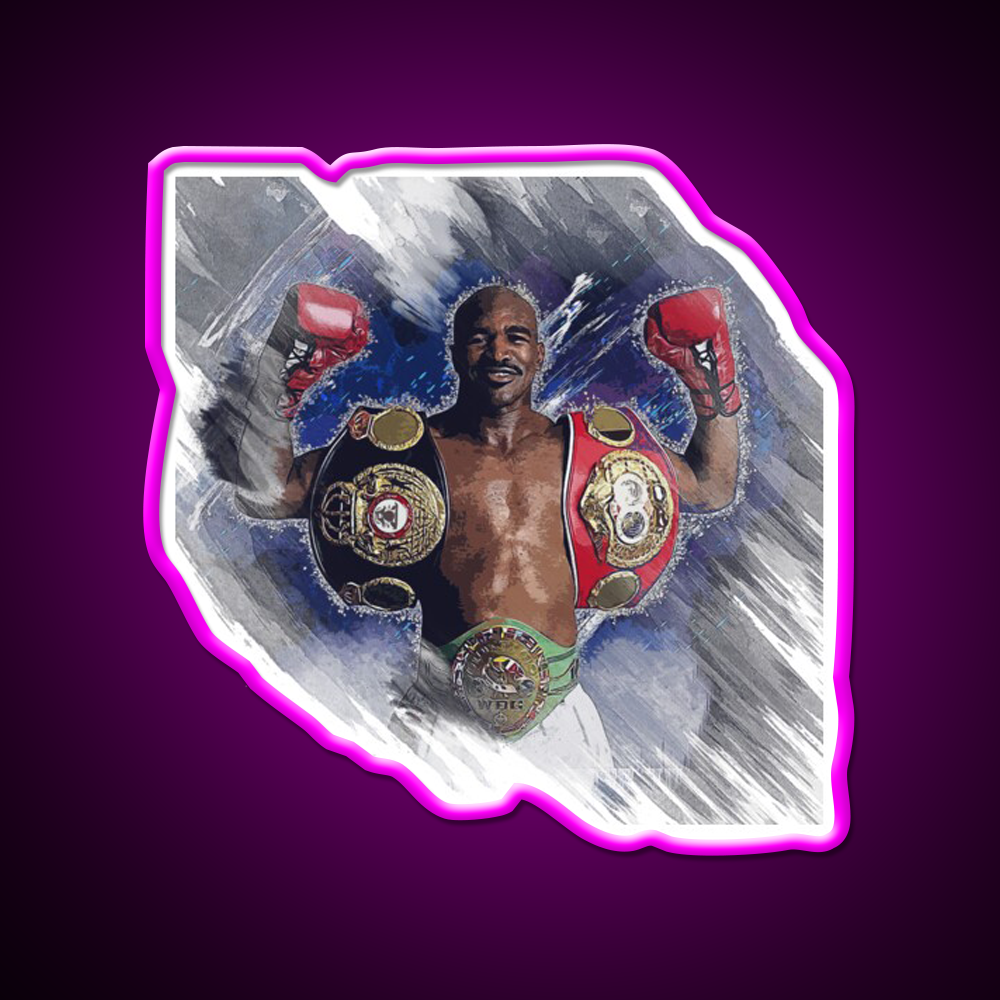 Evander Holyfield Gym Fitness Led Neon Sign Rgb Color - Neon sign mounted on wall in room