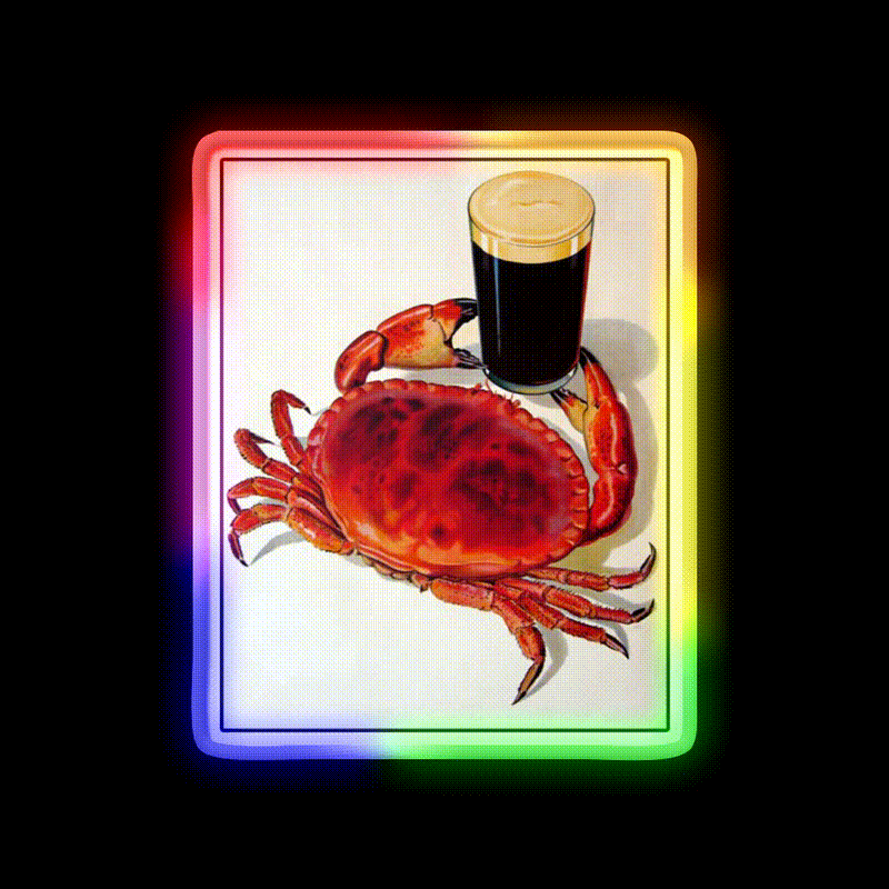 Even Crabs Love Guinness Beer Bar Decor Led Neon Sign Rgb Color - LED neon sign close-up detail