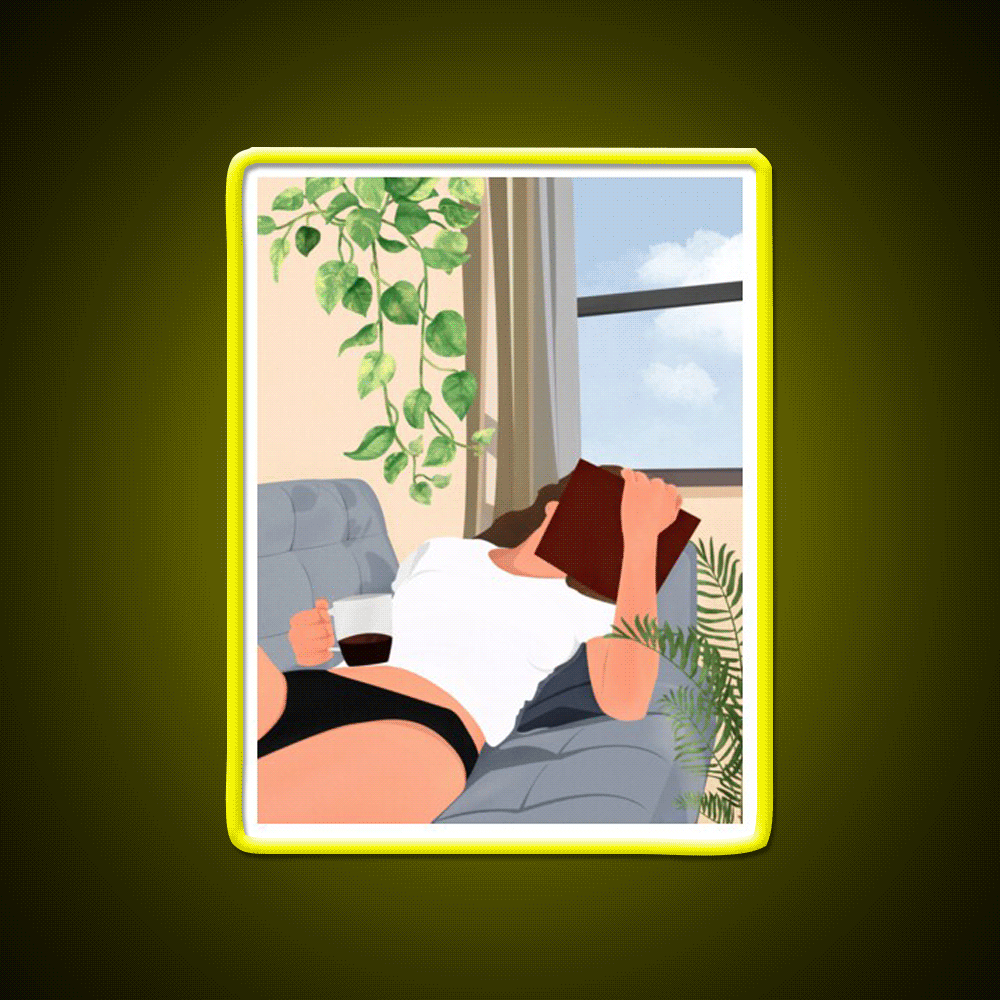 Evening Coffee Reading Book Chilling Cafe Led Neon Sign Espresso Bar Art Rgb Color