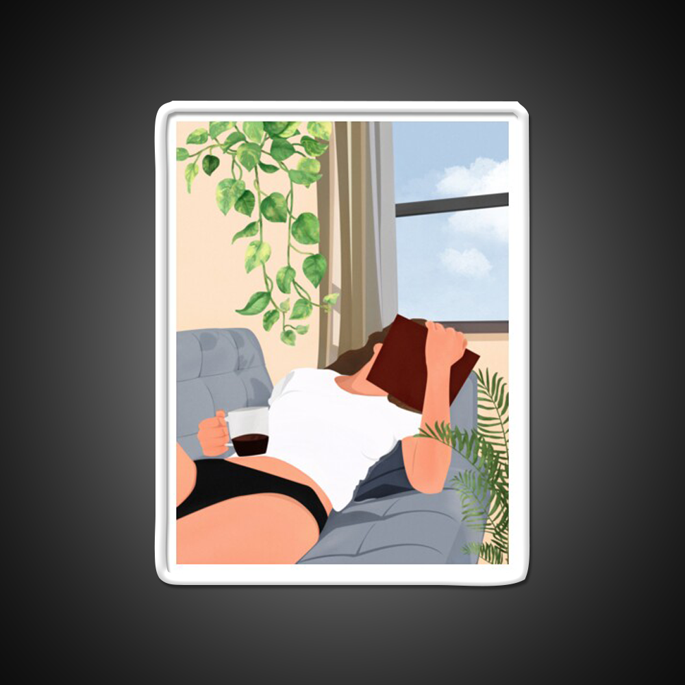 Evening Coffee Reading Book Chilling Cafe Led Neon Sign Espresso Bar Art Rgb Color