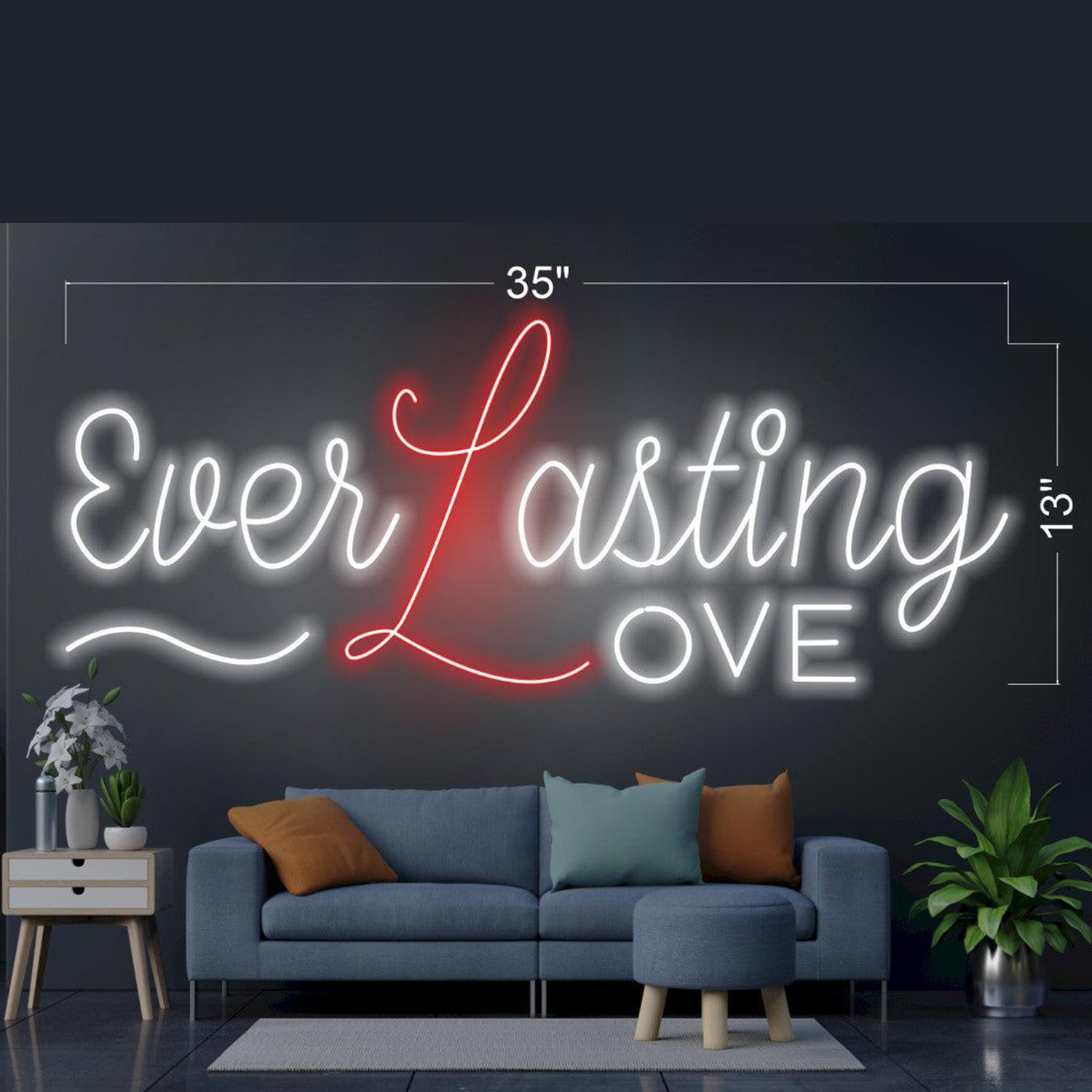 Ever Lasting Love Red-L White Led Neon Sign For Romantic Home Decor | Shineneon